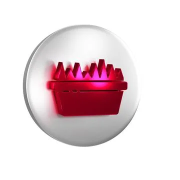 Red Fresh grass in a rectangular icon isolated on transparent background. Hom Stock Illustration