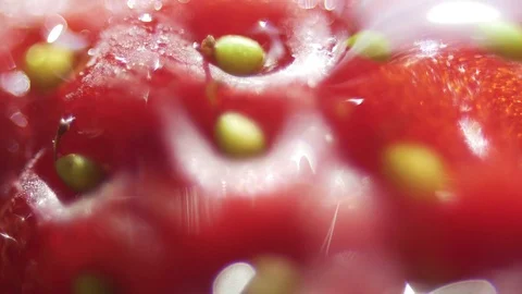 Red, fresh strawberries macro close up 動画素材 73746976