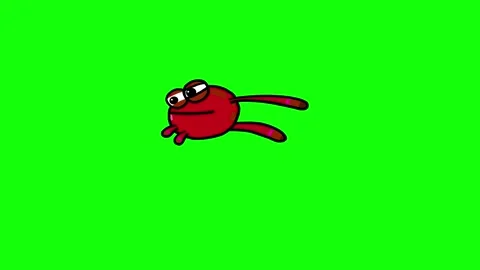 Red frog cartoon leaping in place outline greenbox isolated Stock Footage 321767043