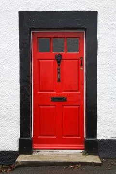 Red front door Stock Photos
