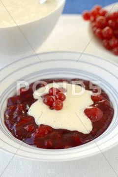 Red Fruit Compote With Custard
