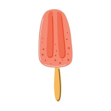 Red fruit popsicle. Summertime veggie dessert. Stock Illustration