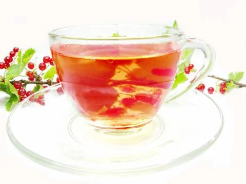 Red fruit tea with currant extract Stock Photos