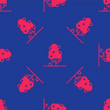 Red Fruit tree icon isolated seamless pattern on blue background. Agricultura Stock Illustration
