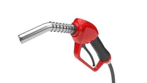 Red fuel nozzle, close up view. 3d illustration Stock Illustration