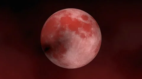 Red full Moon and moving clouds, 3d animation 動画素材 42968115