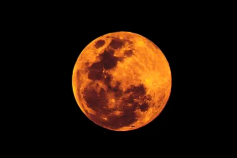 Red full moon on Black background Stock Photos