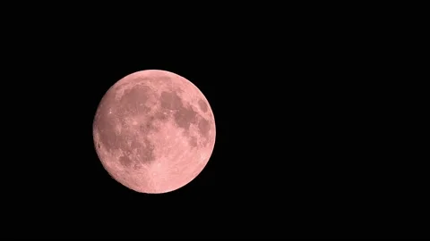 Red full moon moves fast at night sky. Bloody moon witchcraft magic ritual co Stock Footage 197477605