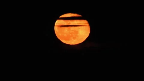 Red Full Moon At Night 18 february 2022 Stock Footage 170570232