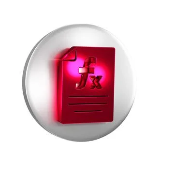 Red Function mathematical symbol icon isolated on transparent background. S.. Stock Illustration