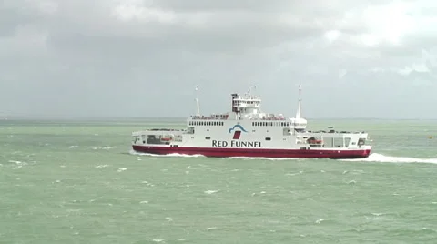 Red Funnel Ferry Isle of Wight in Solent Stock Footage 68019706