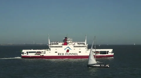 Red Funnel Ferry in Solent Stock Footage 67752285