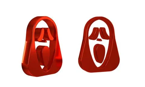 Red Funny and scary ghost mask for Halloween icon isolated on transparent b.. Ilustración de archivo