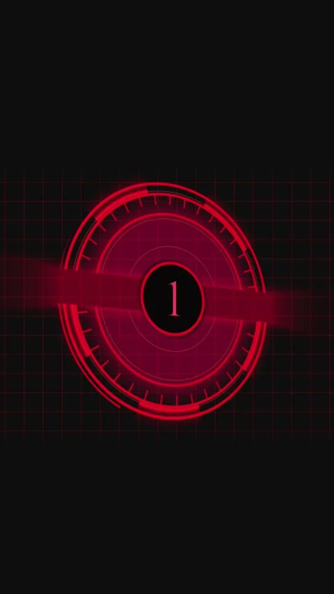 Red Futuristic Circular Countdown Timer with Number 3 to 0 and Grid Backgro.. Stock Footage 321725392