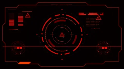 Red futuristic digital head up display interface design element for tech us.. Video stock 342583191
