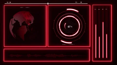 Red futuristic digital interface with sphere. Red futuristic image. Red fut.. Stock Footage 337021974