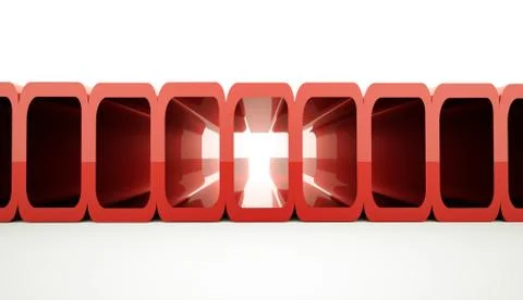 Red futuristic elements on white background Stock Illustration