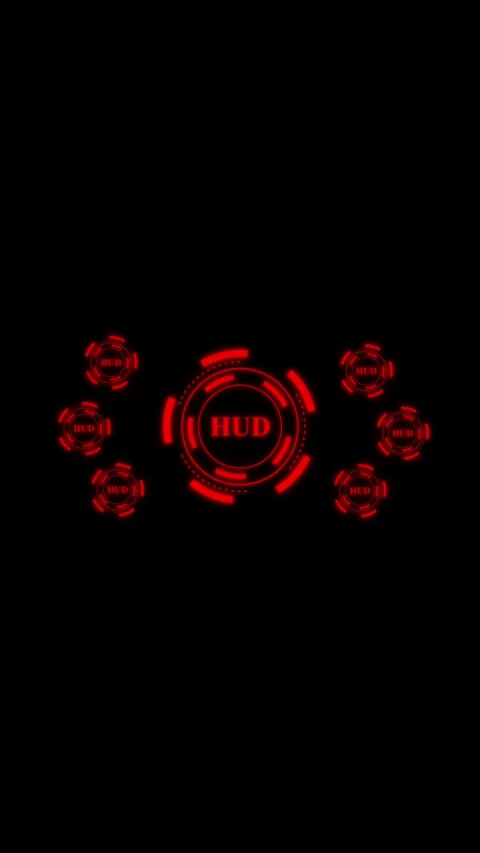 Red futuristic hud interface animation displaying digital heads up display .. Stock Footage 338039419
