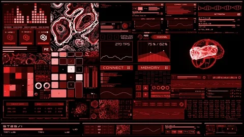Red futuristic interface/Digital screen Video stock 81618565