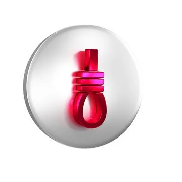 Red Gallows rope loop hanging icon isolated on transparent background. Rope.. Illustrazione stock