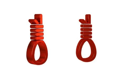 Red Gallows rope loop hanging icon isolated on transparent background. Rope.. Stock Illustration