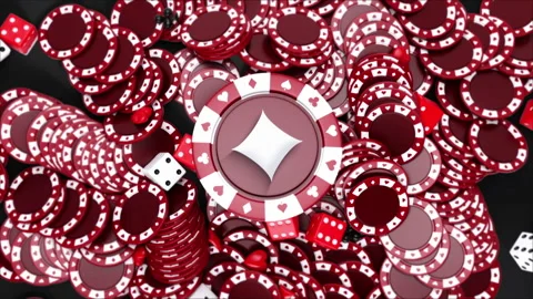 Red Gambling Chips with Diamond Stock Footage 231331737