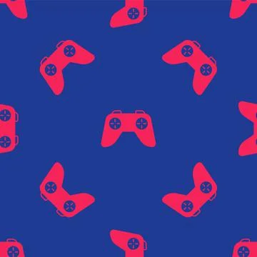 Red Game controller or joystick for game console icon isolated seamless pattern Stock Illustration