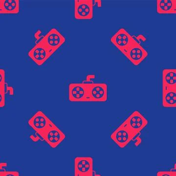 Red Game controller or joystick for game console icon isolated seamless pattern Stock Illustration