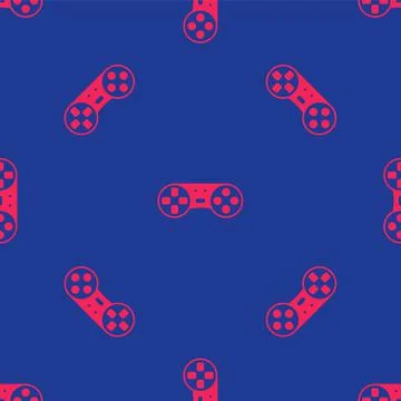 Red Game controller or joystick for game console icon isolated seamless pattern Stock Illustration