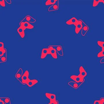 Red Game controller or joystick for game console icon isolated seamless pattern Stock Illustration
