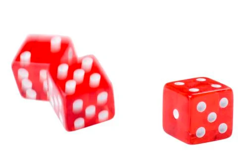 Red game cube on white background Foto stock