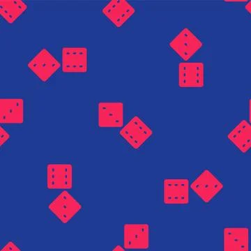 Red Game dice icon isolated seamless pattern on blue background. Casino gam.. Stock Illustration
