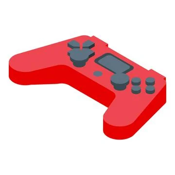 Red gamepad controller playing videogames providing entertainment Stock Illustration