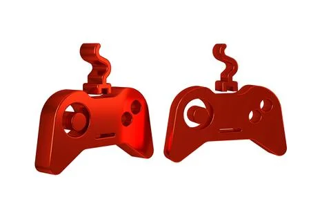 Red Gamepad icon isolated on transparent background. Game controller. Stock Illustration