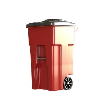 A red garbage container on a white background. Isolate. Illustrazione stock