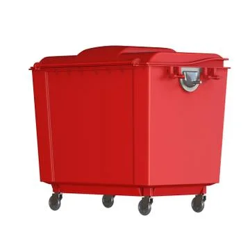 A red garbage container on a white background. Isolate. Stock Illustration