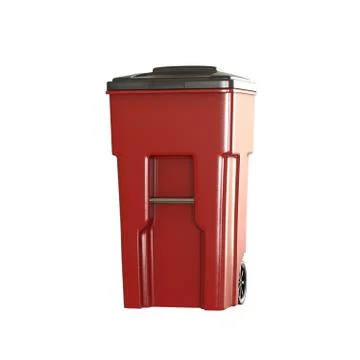 A red garbage container on a white background. Isolate. Stock Photos