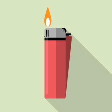 Red gas lighter with fire Stock Illustration