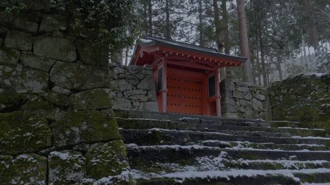 Red gate at Sanzenin temple. Stock Footage 84460119