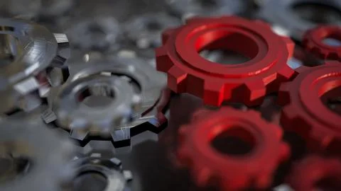 The Red gear for engineering or team work concept 3d Rendering. Stock Illustration