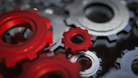 The Red gear for engineering or team work concept 3d Rendering. Stock Illustration
