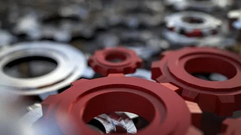 The Red gear for engineering or team work concept 3d Rendering. Illustrazione stock