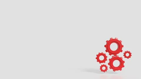 The Red Gear on white Background for engineering concept 3d Rendering. Stock Illustration