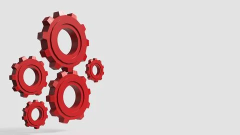 The Red Gear on white Background for engineering concept 3d Rendering. Stock Illustration