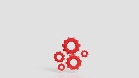 The Red Gear on white Background for engineering concept 3d Rendering. Stockfoto's