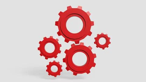 The Red Gear on white Background for engineering concept 3d Rendering. 写真素材