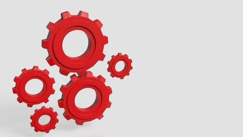 The Red Gear on white Background for engineering concept 3d Rendering. Stockfoto's