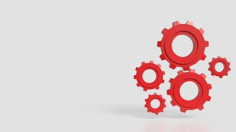 The Red Gear on white Background for engineering concept 3d Rendering. Stockfoto's
