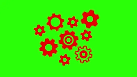 Red gears animation on green screen, dynamic rotation of cogwheels represen.. Stock Footage 336476198