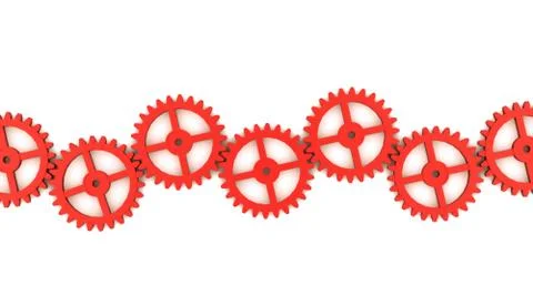 Red gears concept on white Stock Illustration